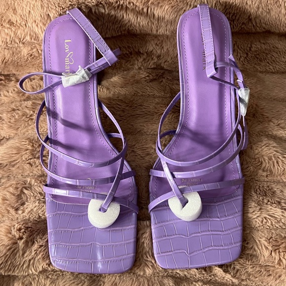 Purple Square Toe Strappy Heel - Picture 2 of 6